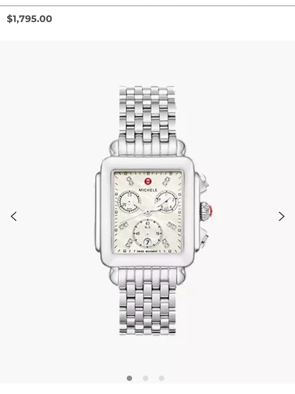 Michele Deco Diamond Stainless Steel Watch
